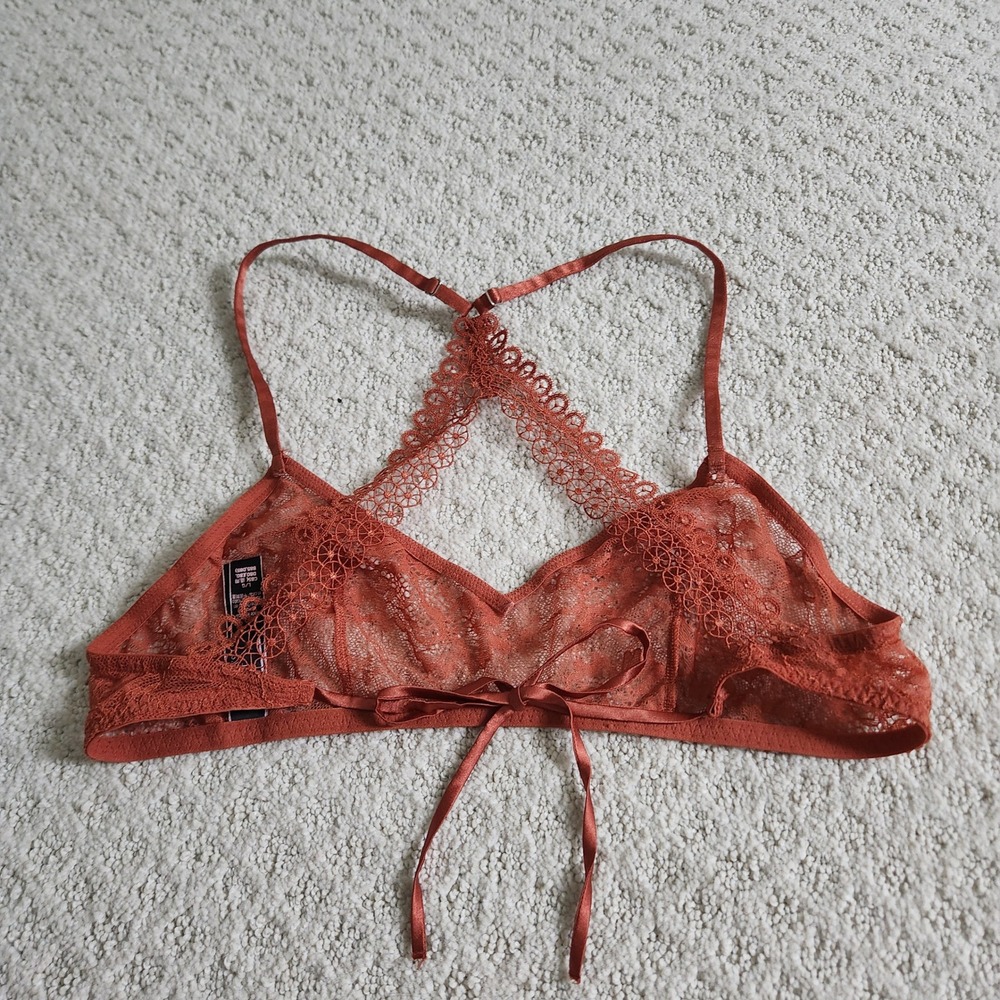 Victorias Secret Very Sexy Lace Racerback Bralette Terracotta Rust size Large - Picture 2 of 6